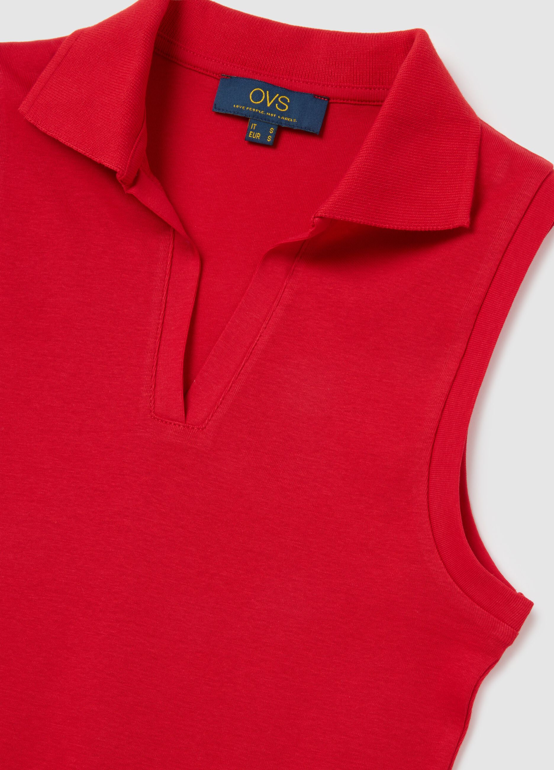 Women's Sleeveless Red Cotton Top in Slim Fit