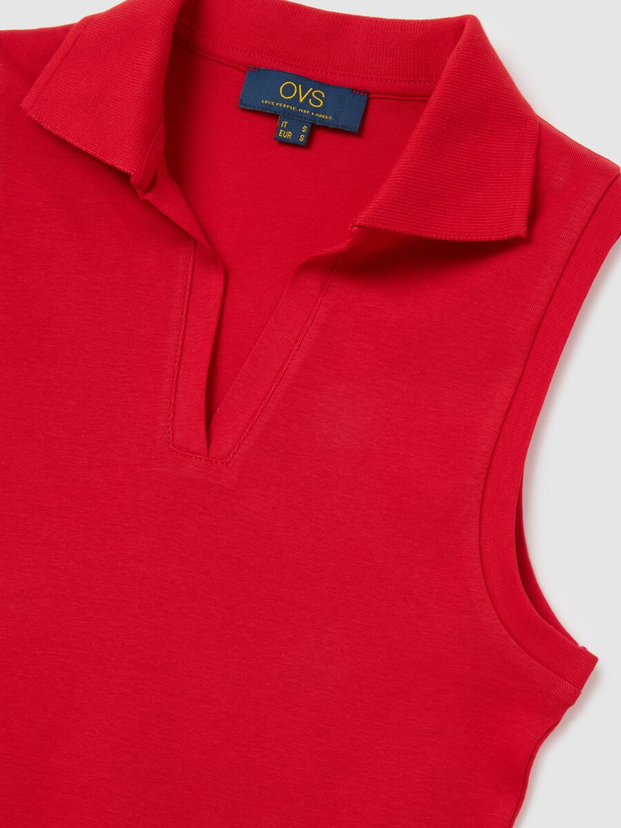Women's Sleeveless Red Cotton Top in Slim Fit_1