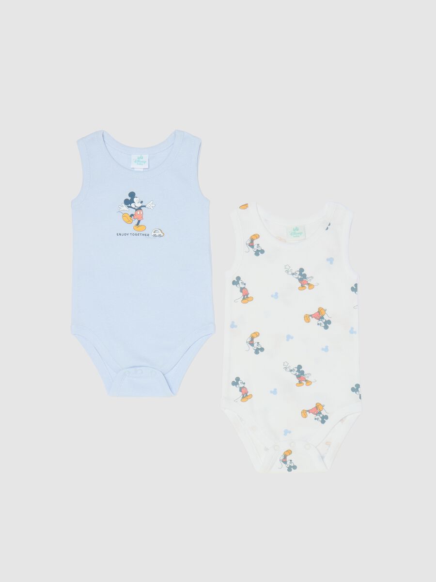 Two-pack sleeveless bodysuits with Mickey Mouse print_0