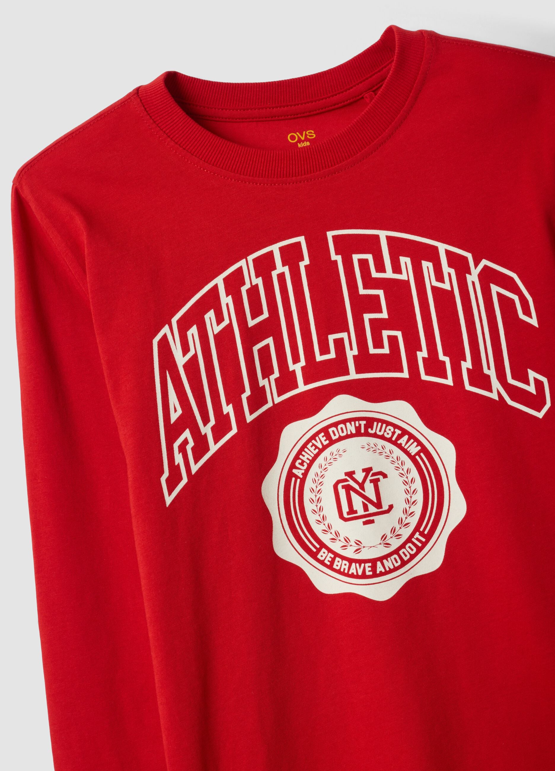 Red organic cotton graphic-print T-shirt for boys