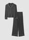 Grey pure viscose pyjamas with V-neck and contrast piping_4
