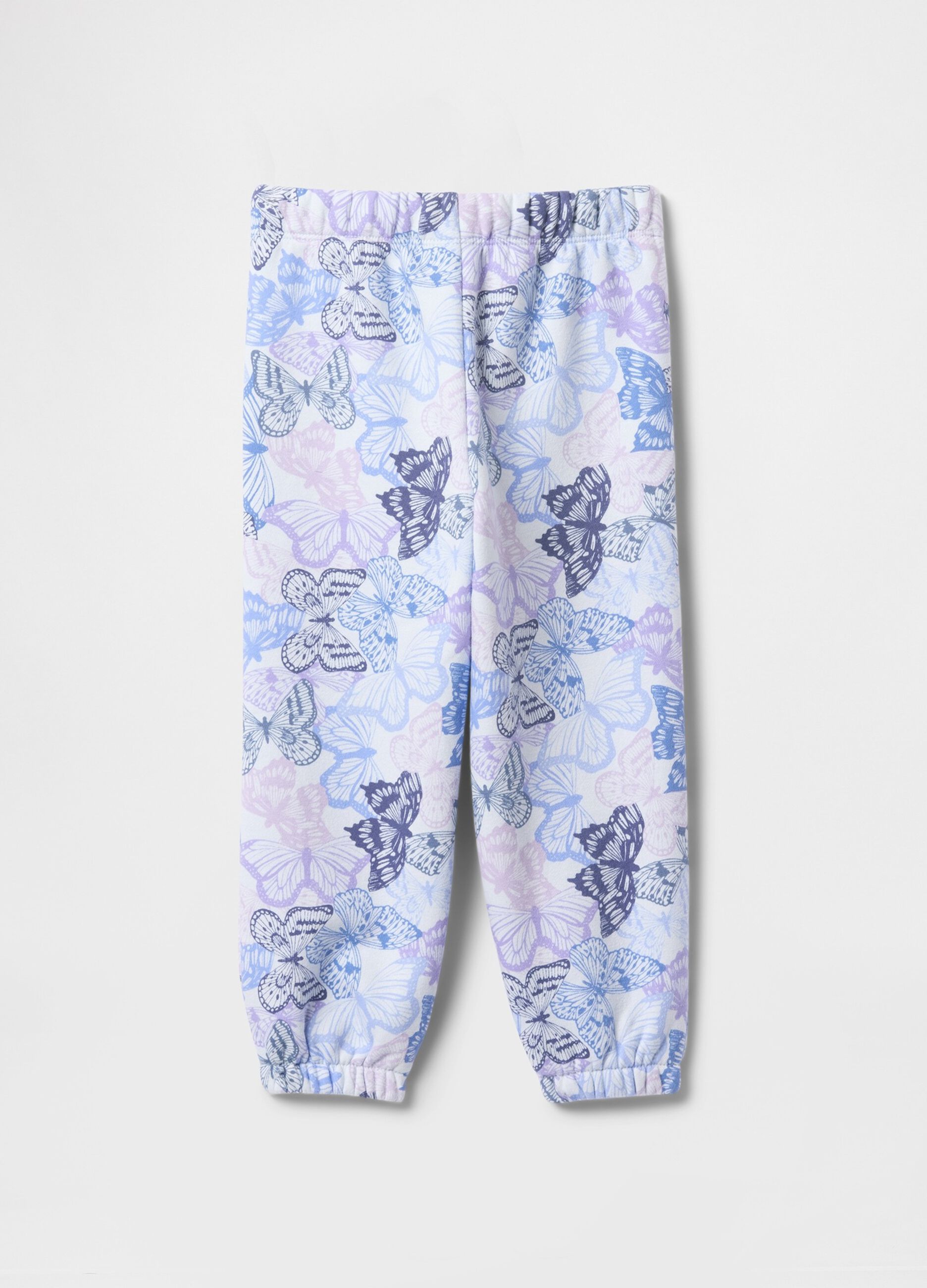 Joggers with drawstring butterflies print and logo embroidery