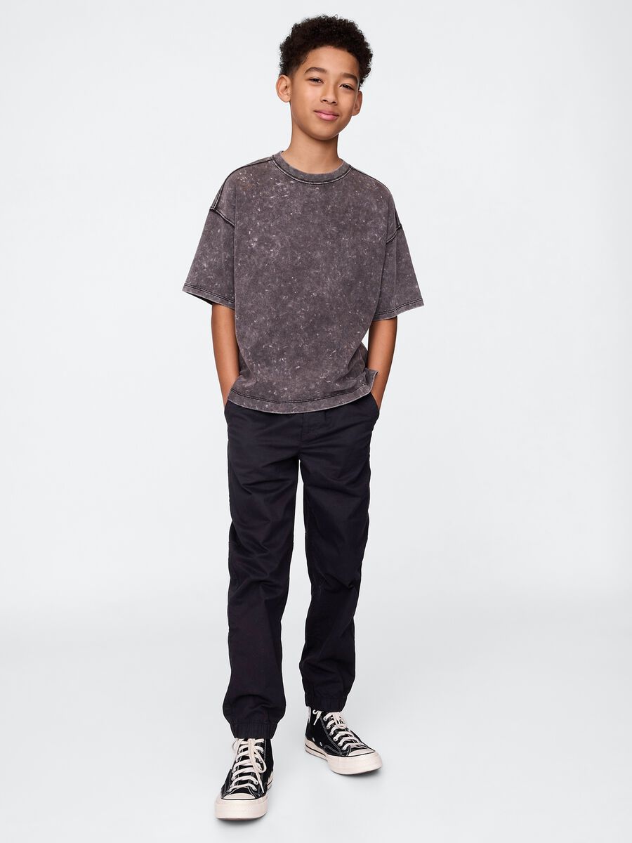 Pantaloni neri in cotone elasticizzato_0