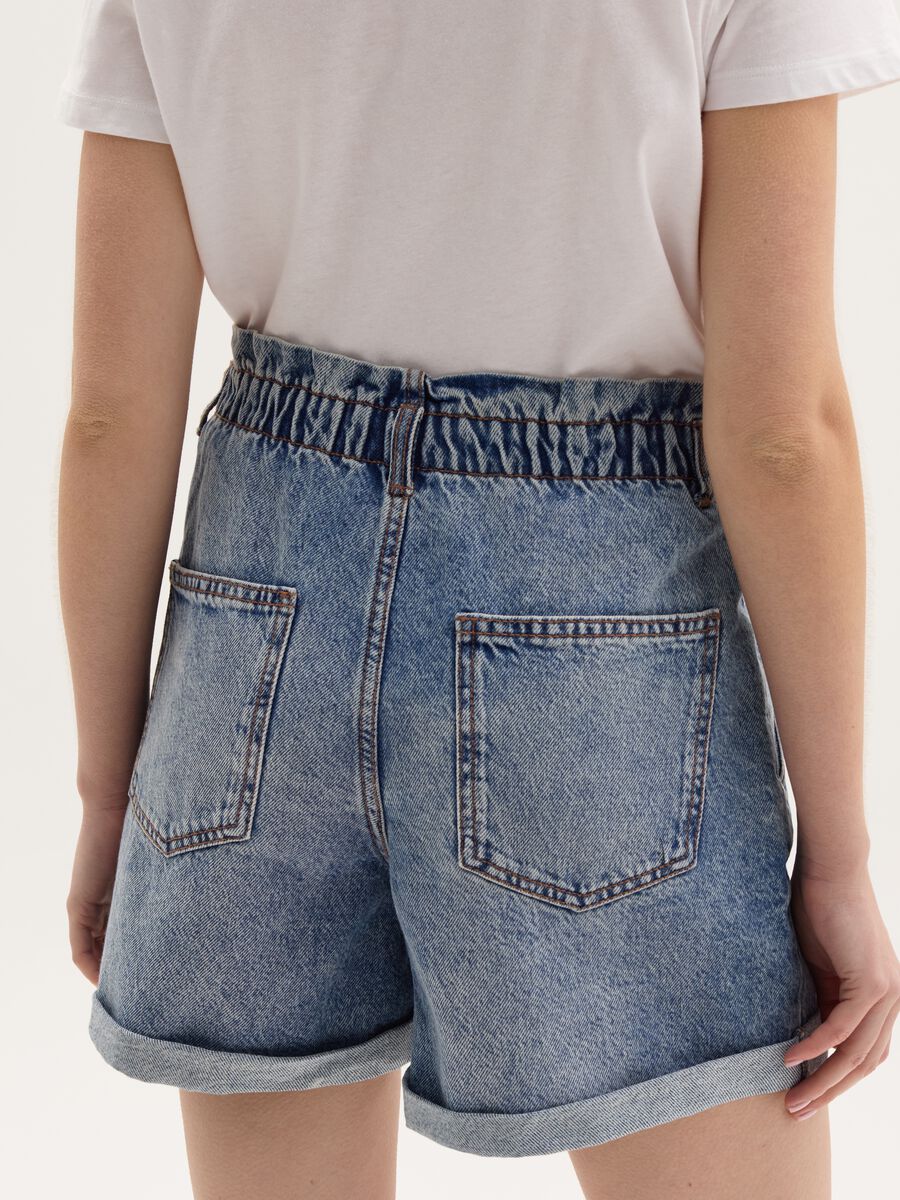 Denim paper bag shorts_2