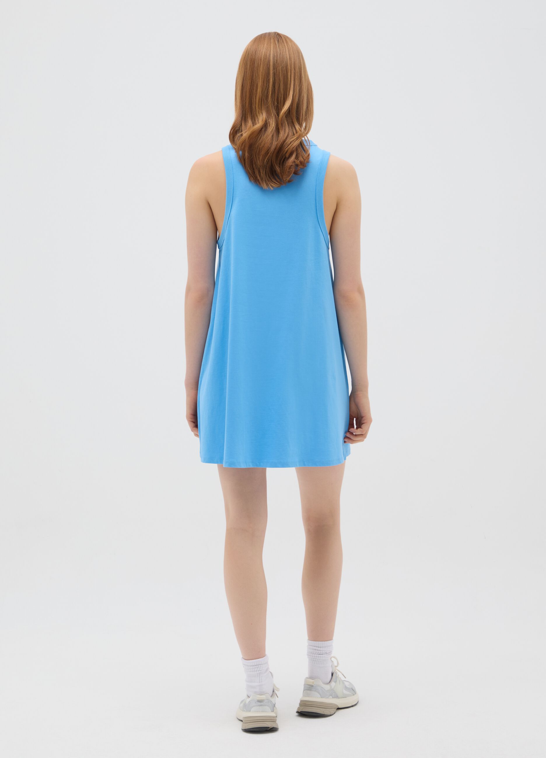 Women's dress in pure blue cotton