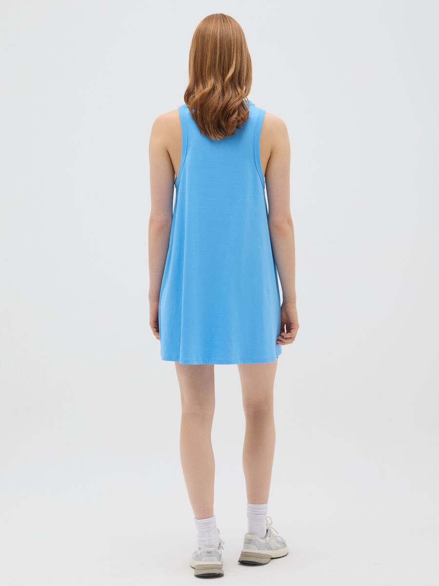 Women's dress in pure blue cotton_2