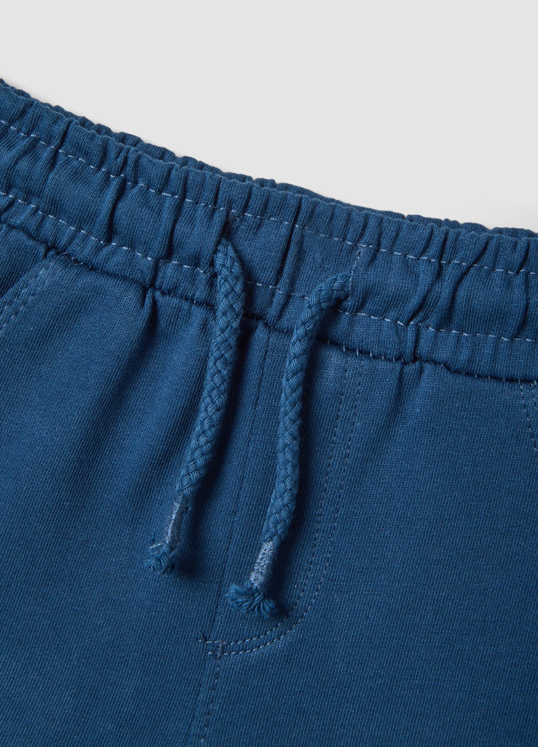 Blue pure cotton shorts with elasticated waist