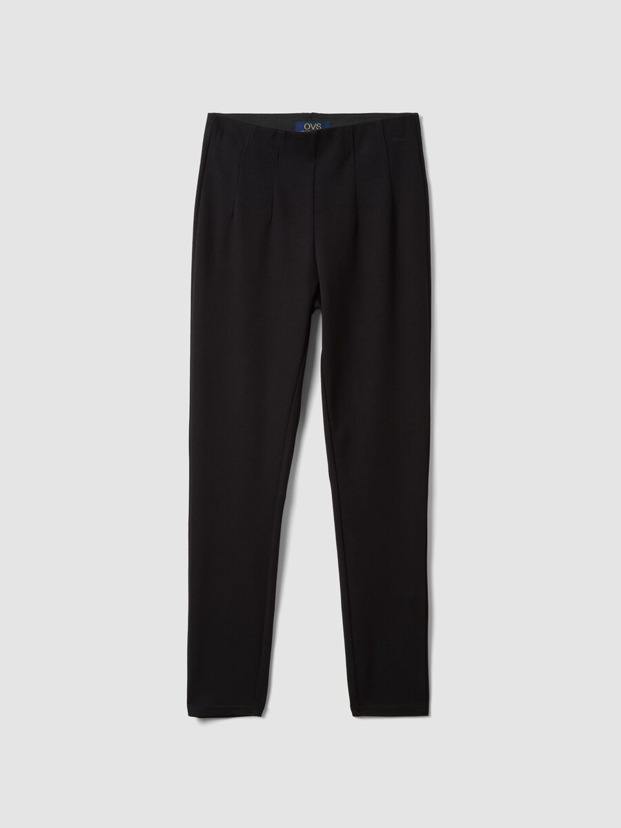 Leggings neri in punto Milano di viscosa elasticizzata slim fit_4
