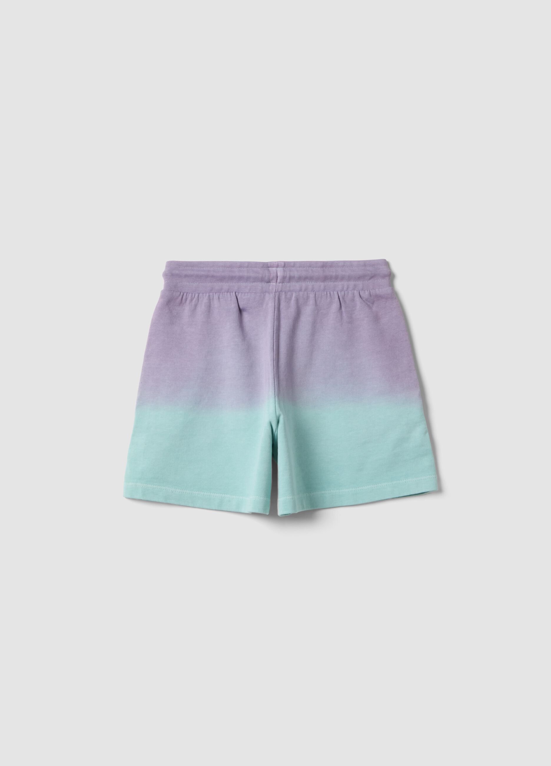 Short viola in puro cotone con sfumatura per ragazza relaxed fit