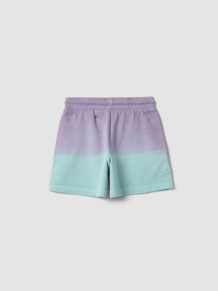 Purple pure-cotton gradient shorts for girls, relaxed fit_1
