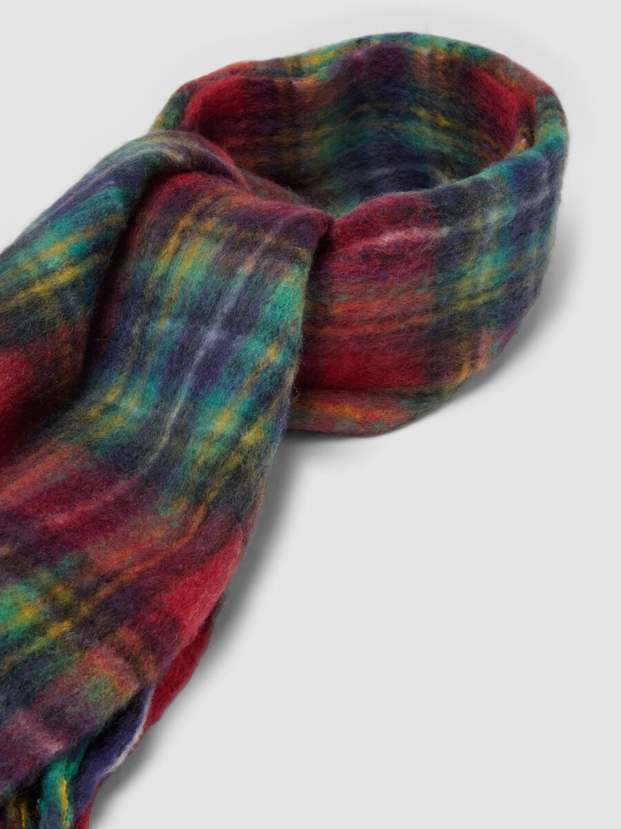 Sciarpa multicolor a quadri in misto lana_1