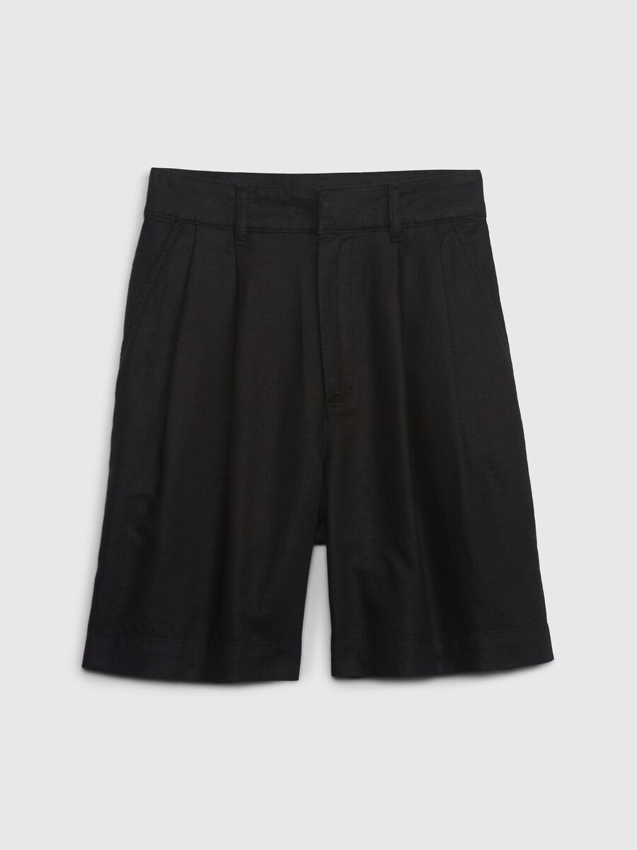 Shorts in lino e cotone con pinces_4