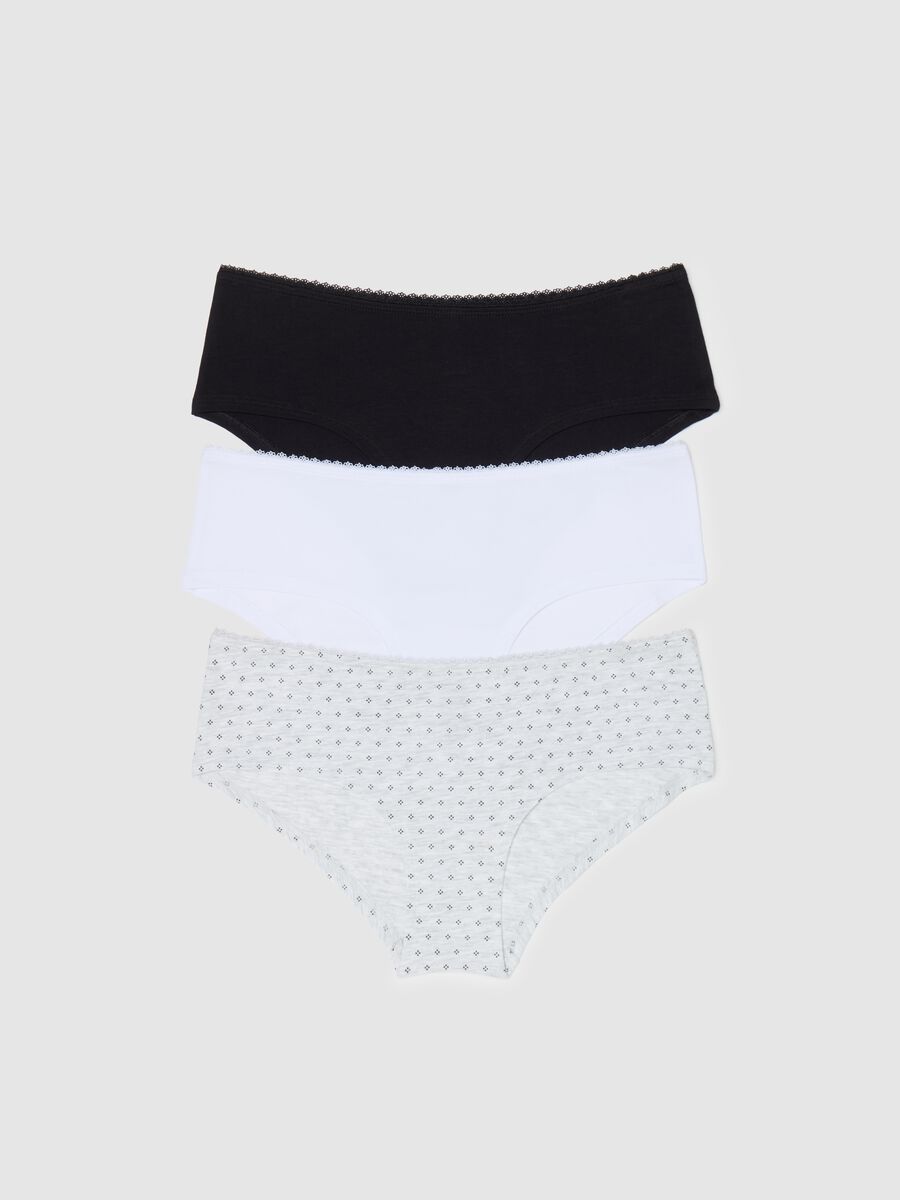 Three-pack French knickers with lace_0