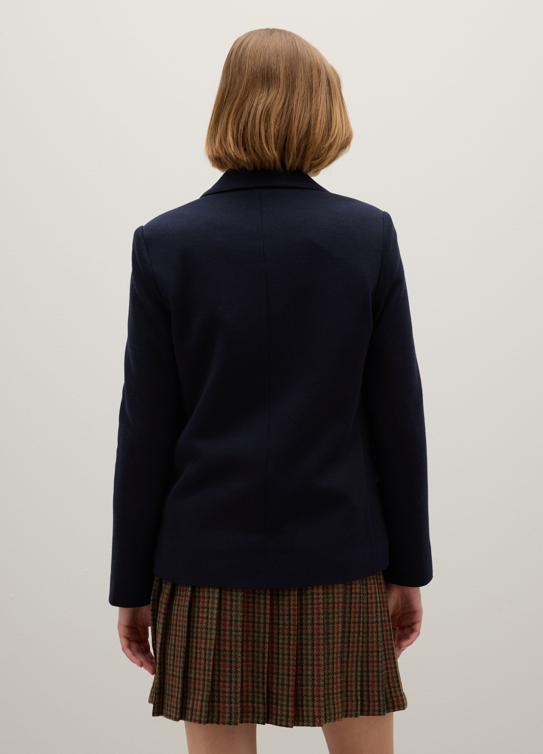 Blue cotton blend regular fit blazer