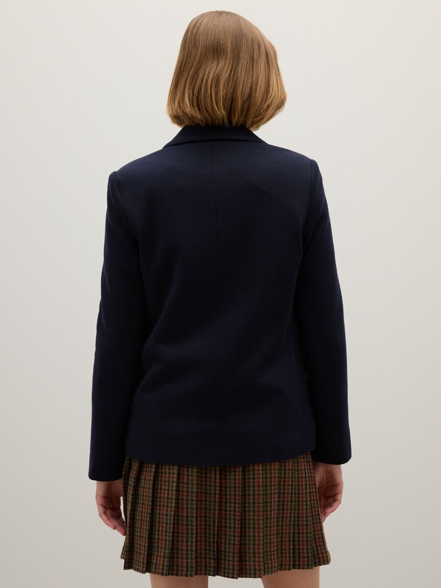 Blue cotton blend regular fit blazer_2