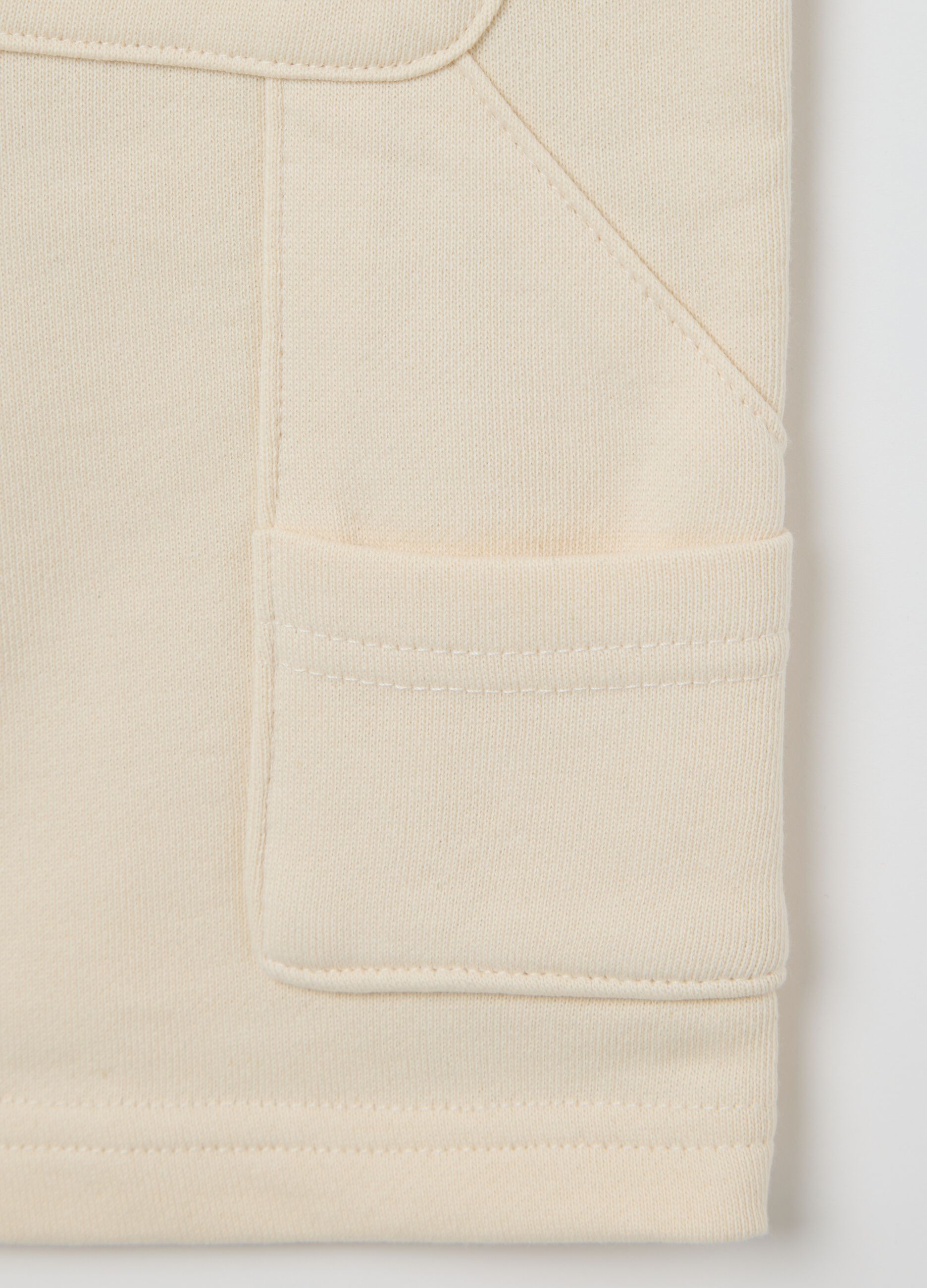 White worker Bermuda shorts in cotton with drawstring