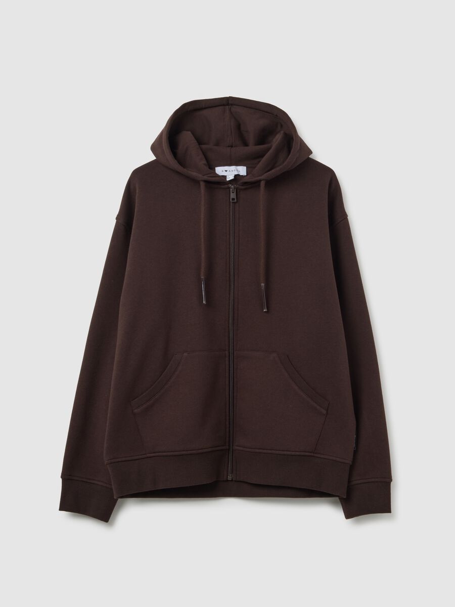 Oversized Brown Cotton Blend Sweatshirt_0