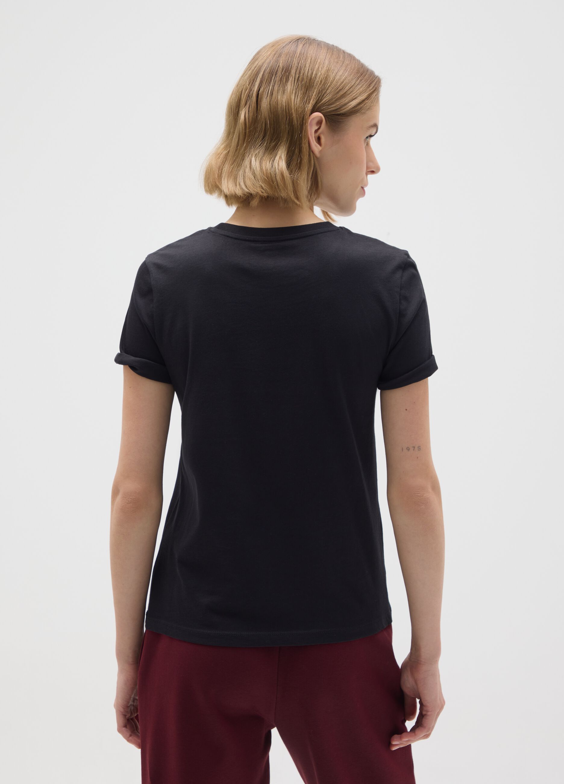 Black pure cotton t-shirt regular fit