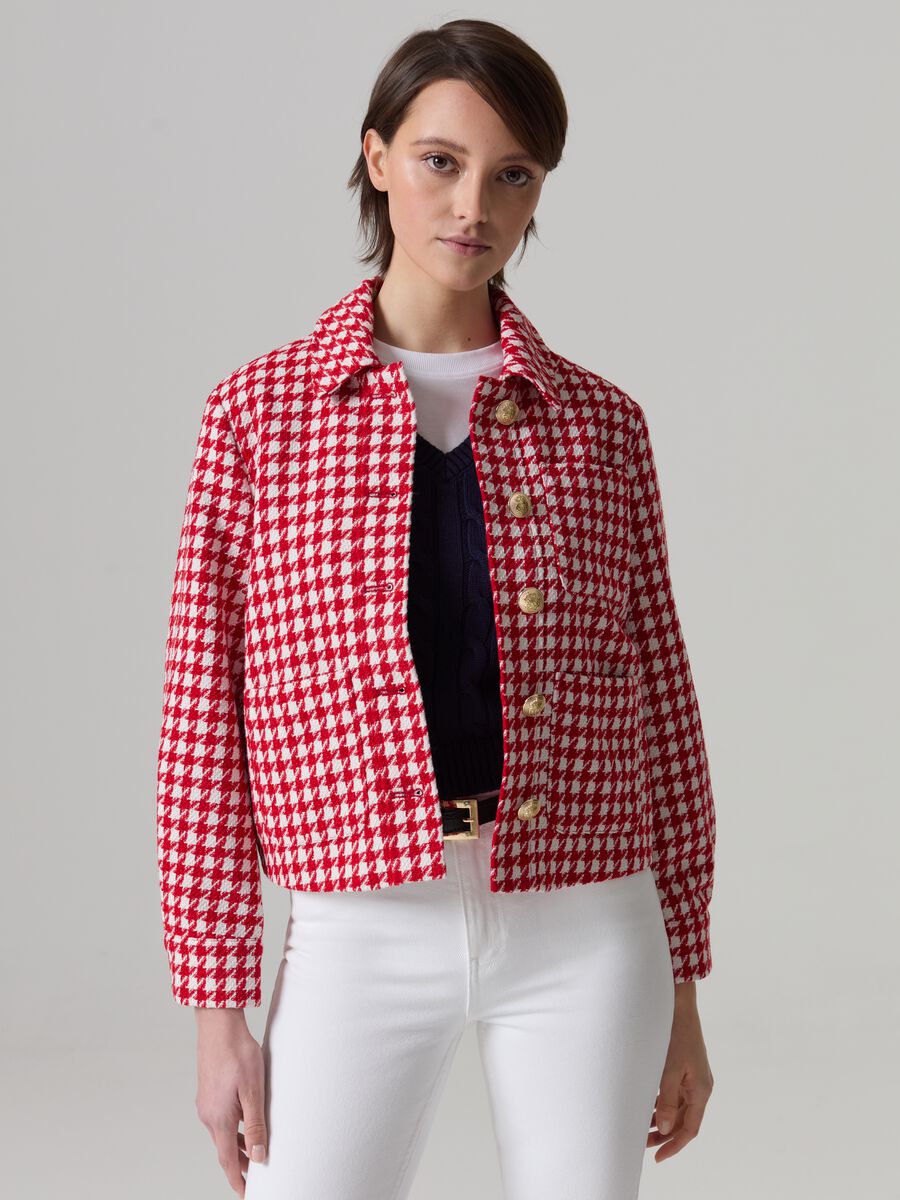 Houndstooth jacket with buttons_0