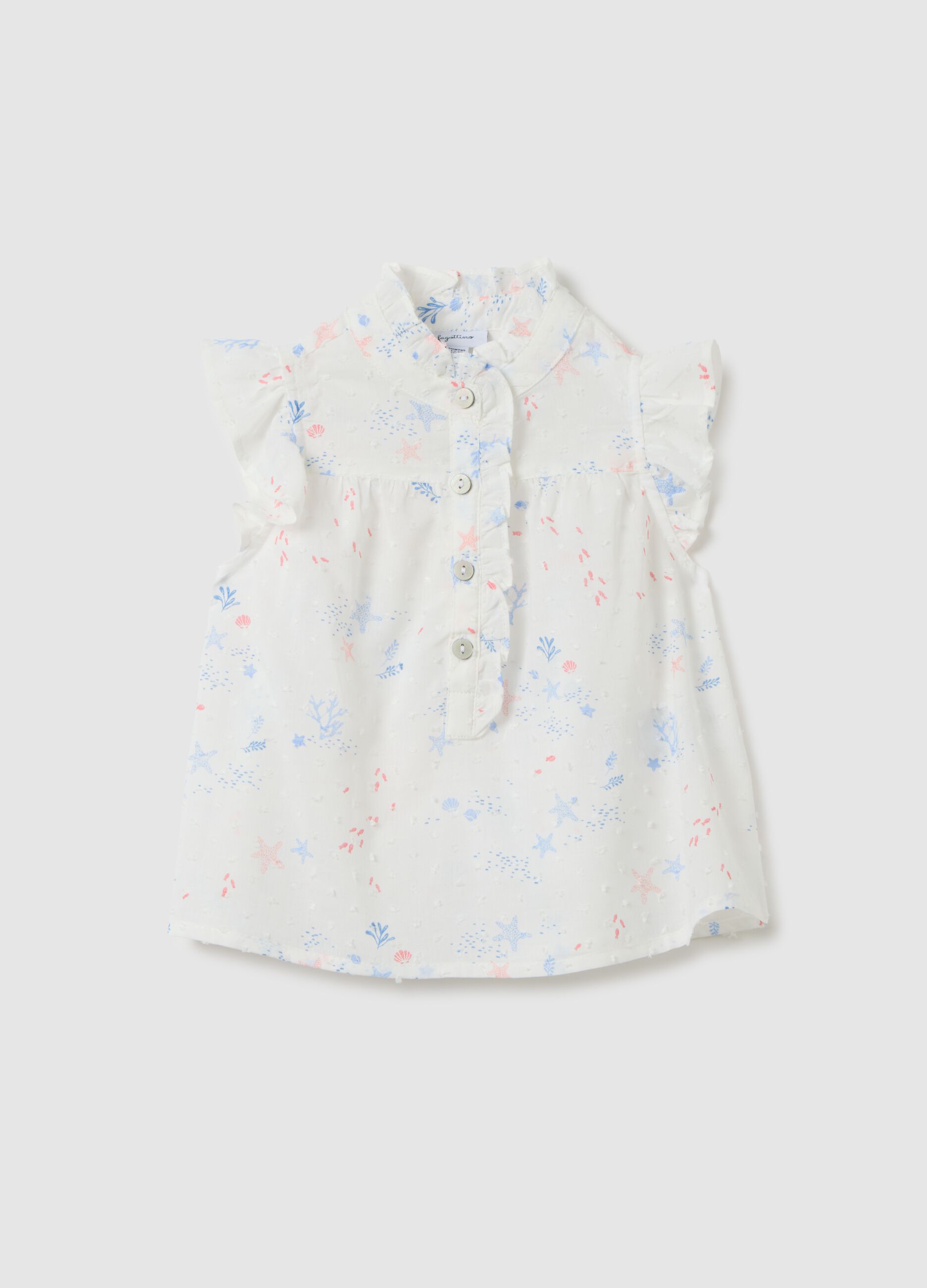 Multicolour cotton girls blouse with floral print and regular fit