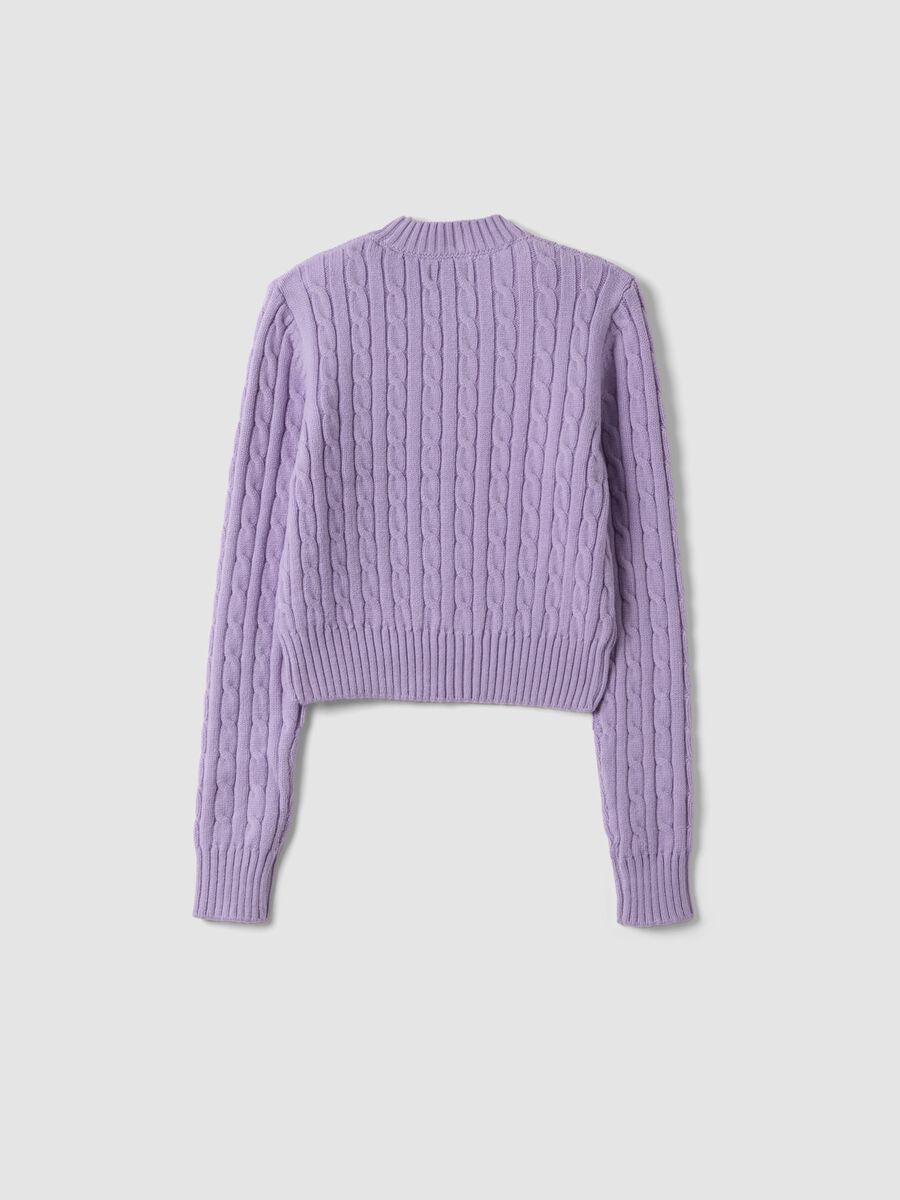 Maglia viola a trecce con girocollo regular fit_2
