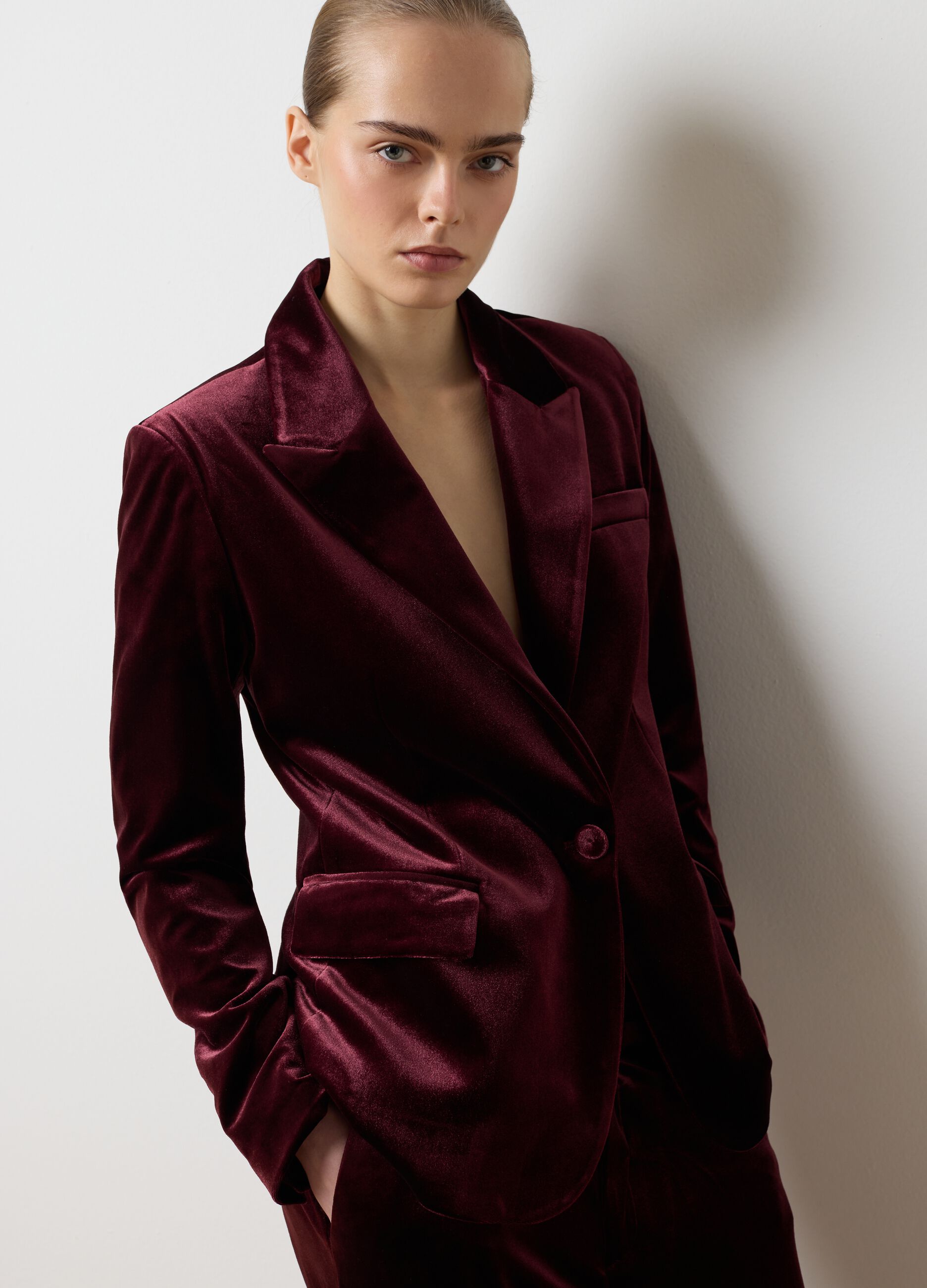 Red Velvet Slim Fit Blazer