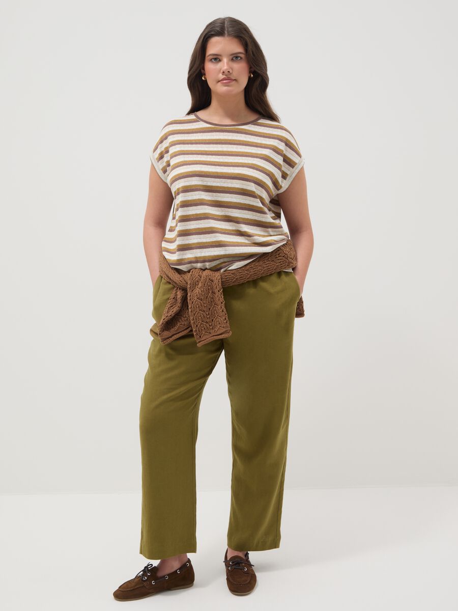 Regular-fit multicolour striped viscose-blend T-shirt_1