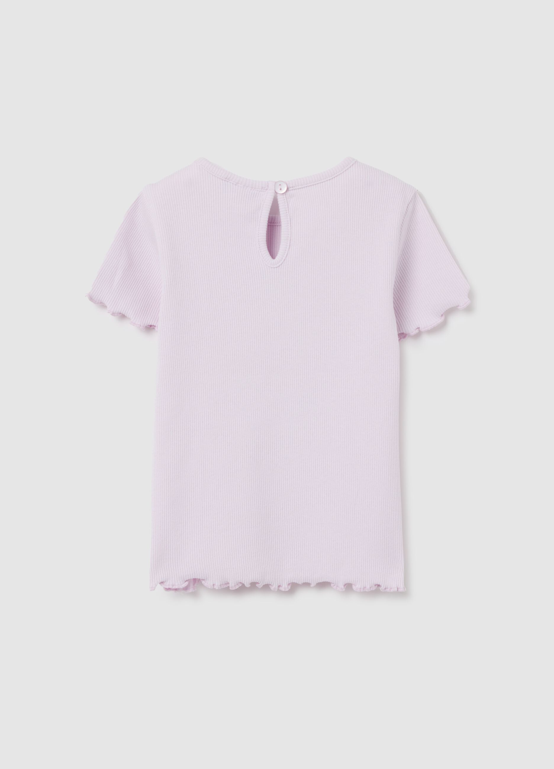 Purple ribbed T-shirt with glitter print