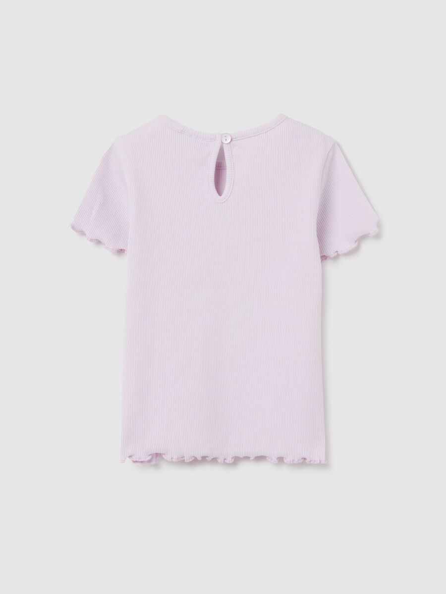 Purple ribbed T-shirt with glitter print_1
