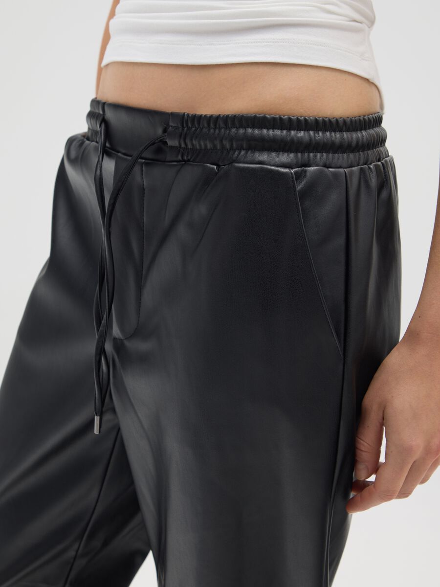 Black stretch blend leggings_3