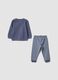 Pigiama viola in puro cotone organico con maglia e pantaloni rigati per neonato e bimbo_1