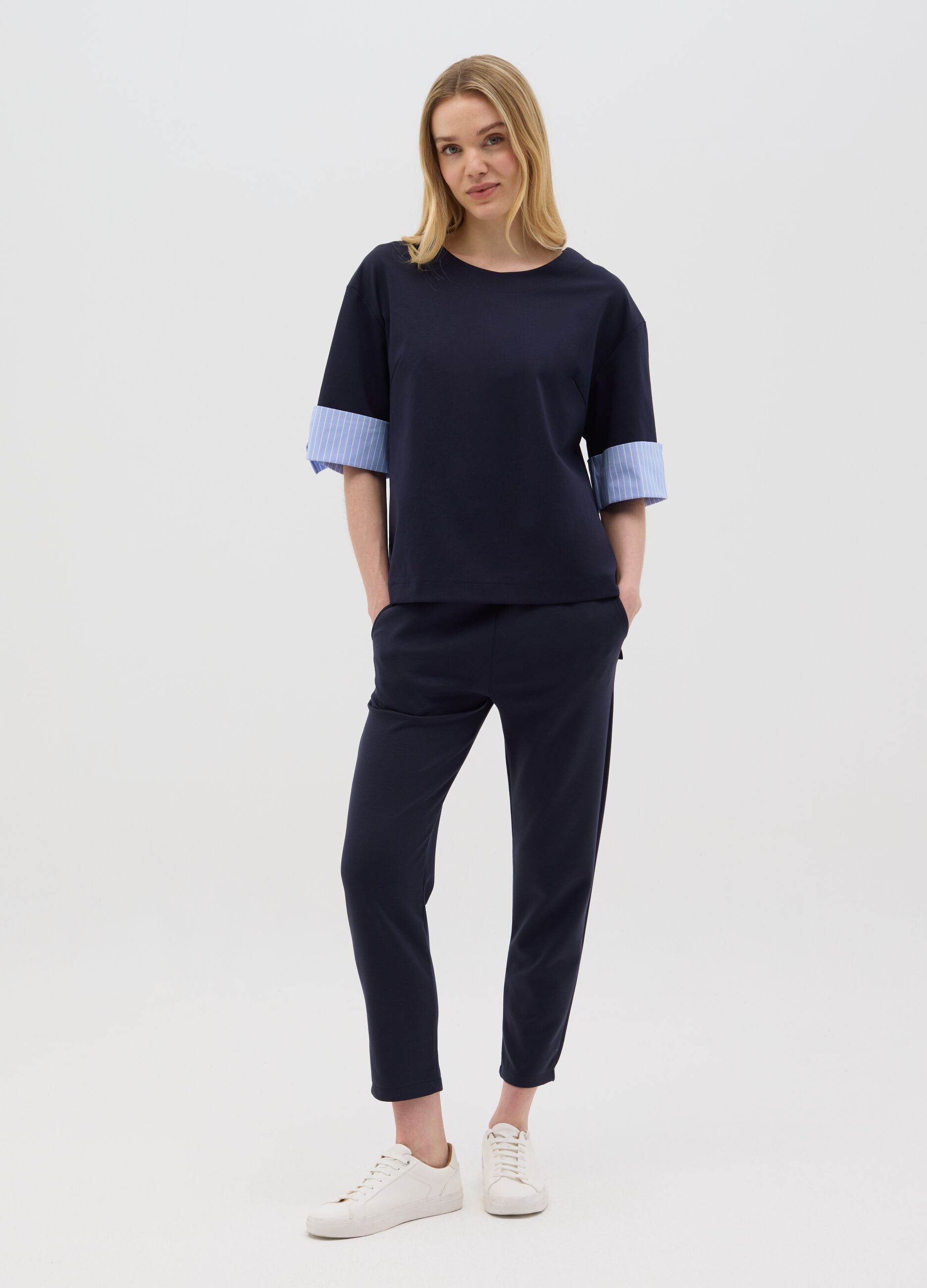 Blusa da donna in misto cotone multicolor regular fit