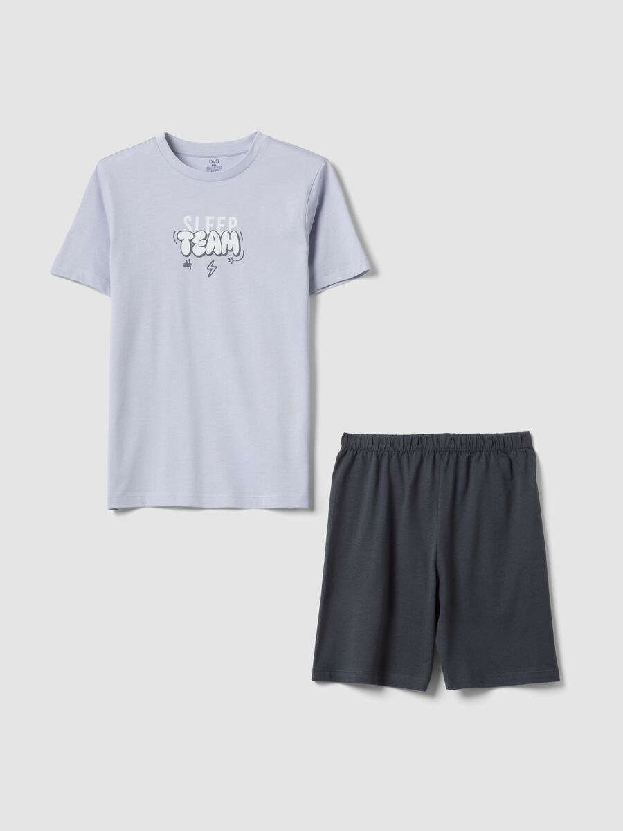 Pigiama corto in puro cotone multicolor da ragazzo regular fit_0