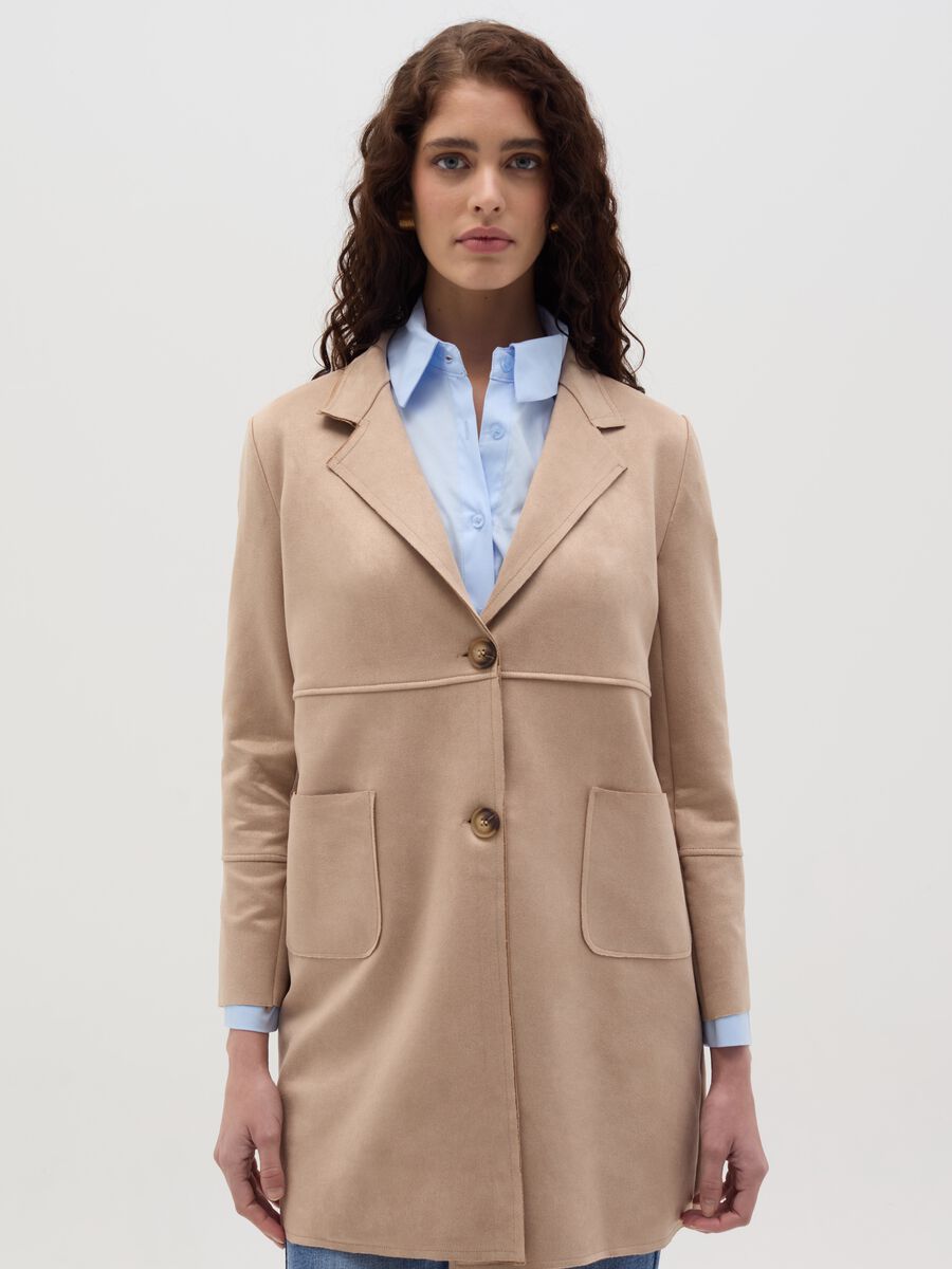 Long suede jacket with buttons_0