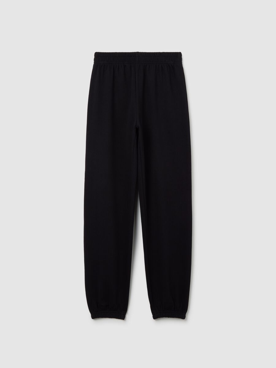 Girls' black regular fit cotton joggers_0