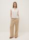 Beige wide leg jogger trousers in Lyocell and viscose blend_1