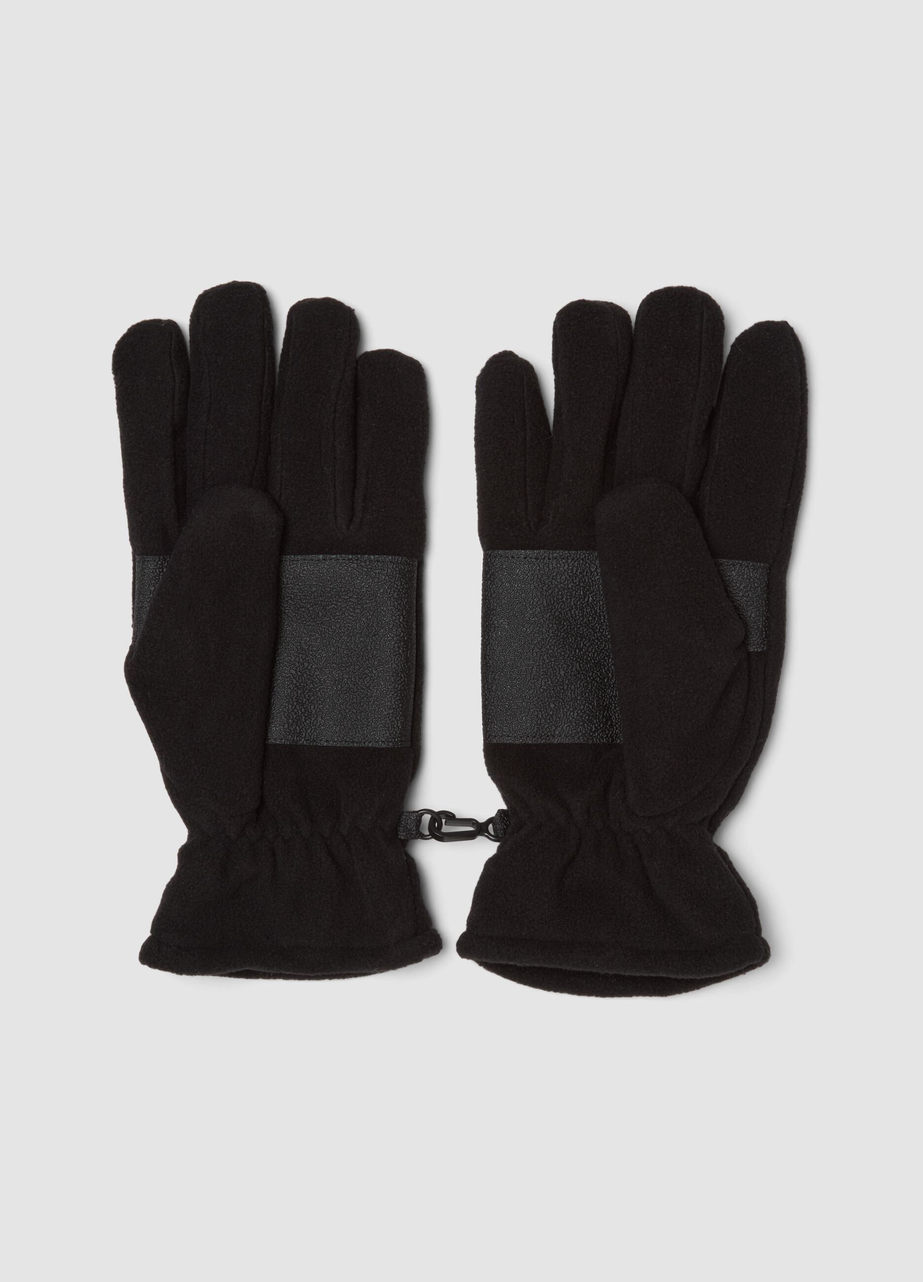 Black fleece gloves with elasticated cuff