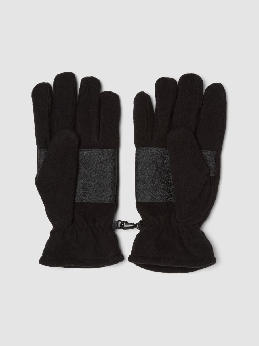 Black fleece gloves with elasticated cuff_1