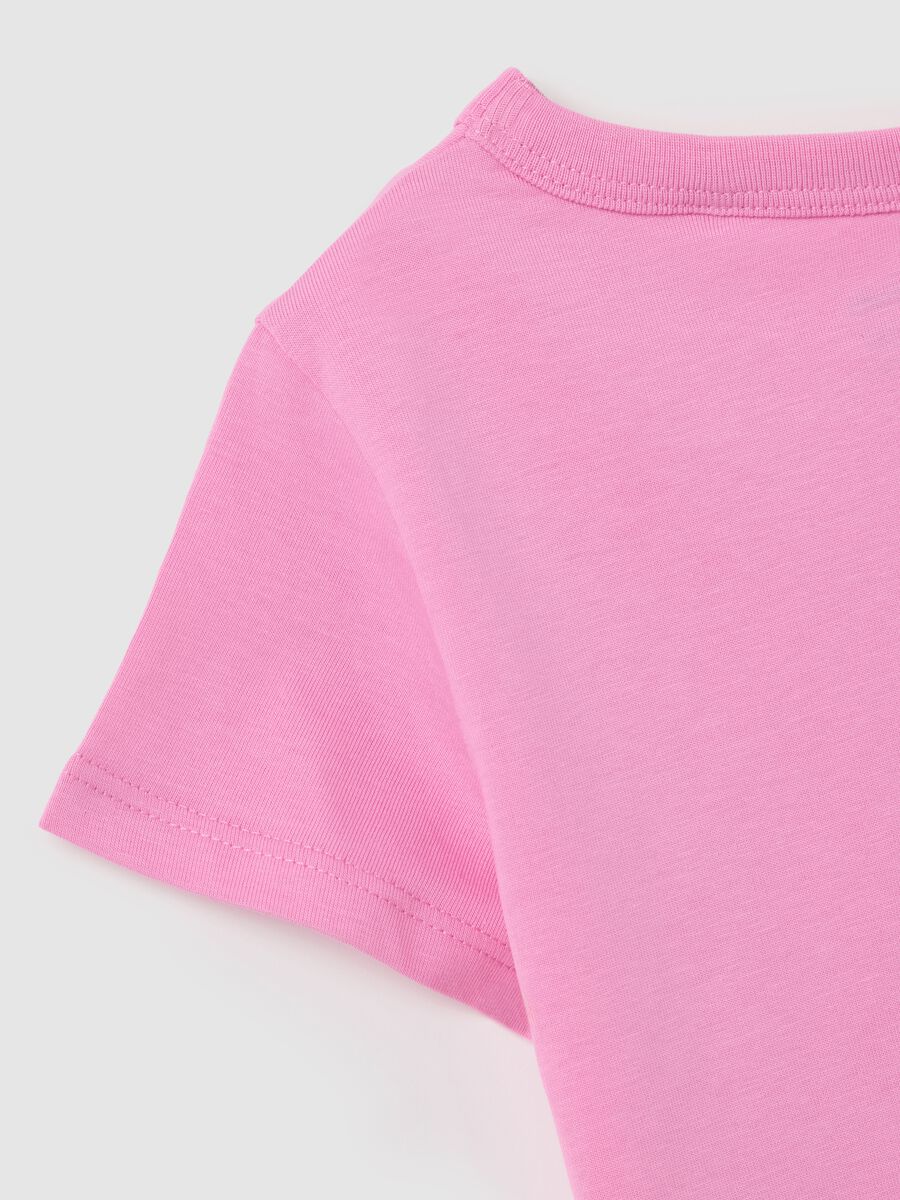 Pink cotton crew neck T-shirt for girls_3