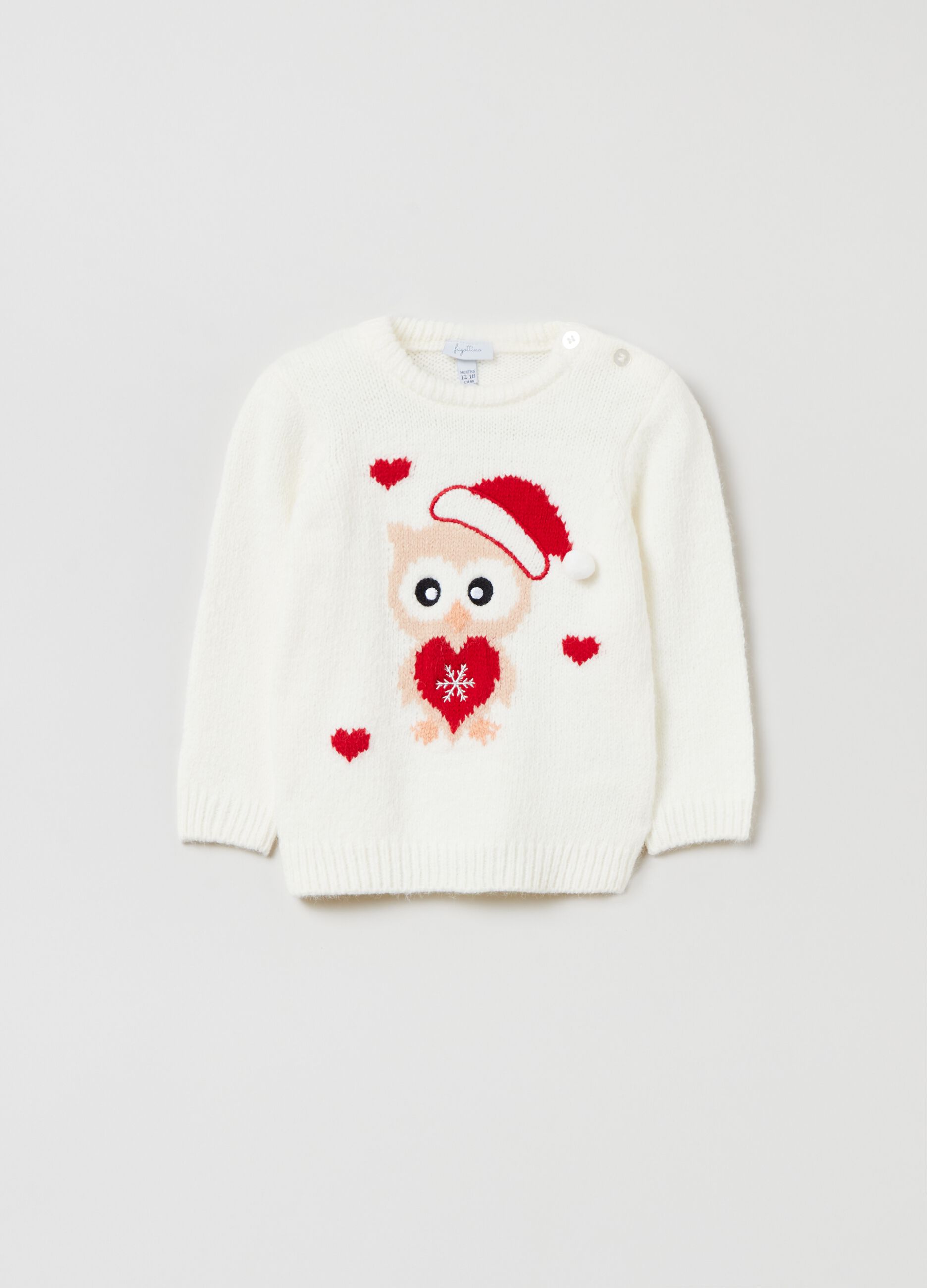 Pullover natalizio con disegno gufetto _0