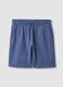 Blue cotton blend regular fit shorts_4