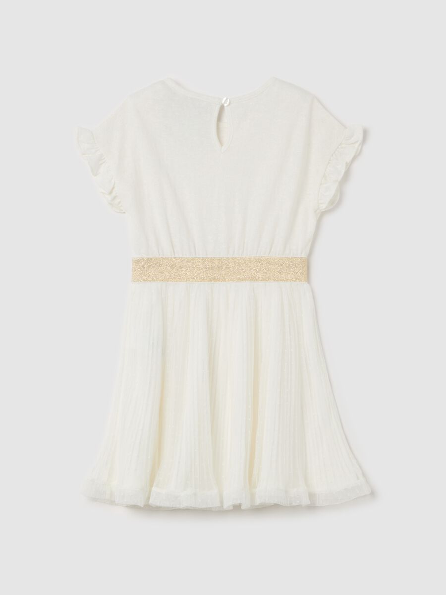 Dress with lurex and skirt in plumetis tulle_1