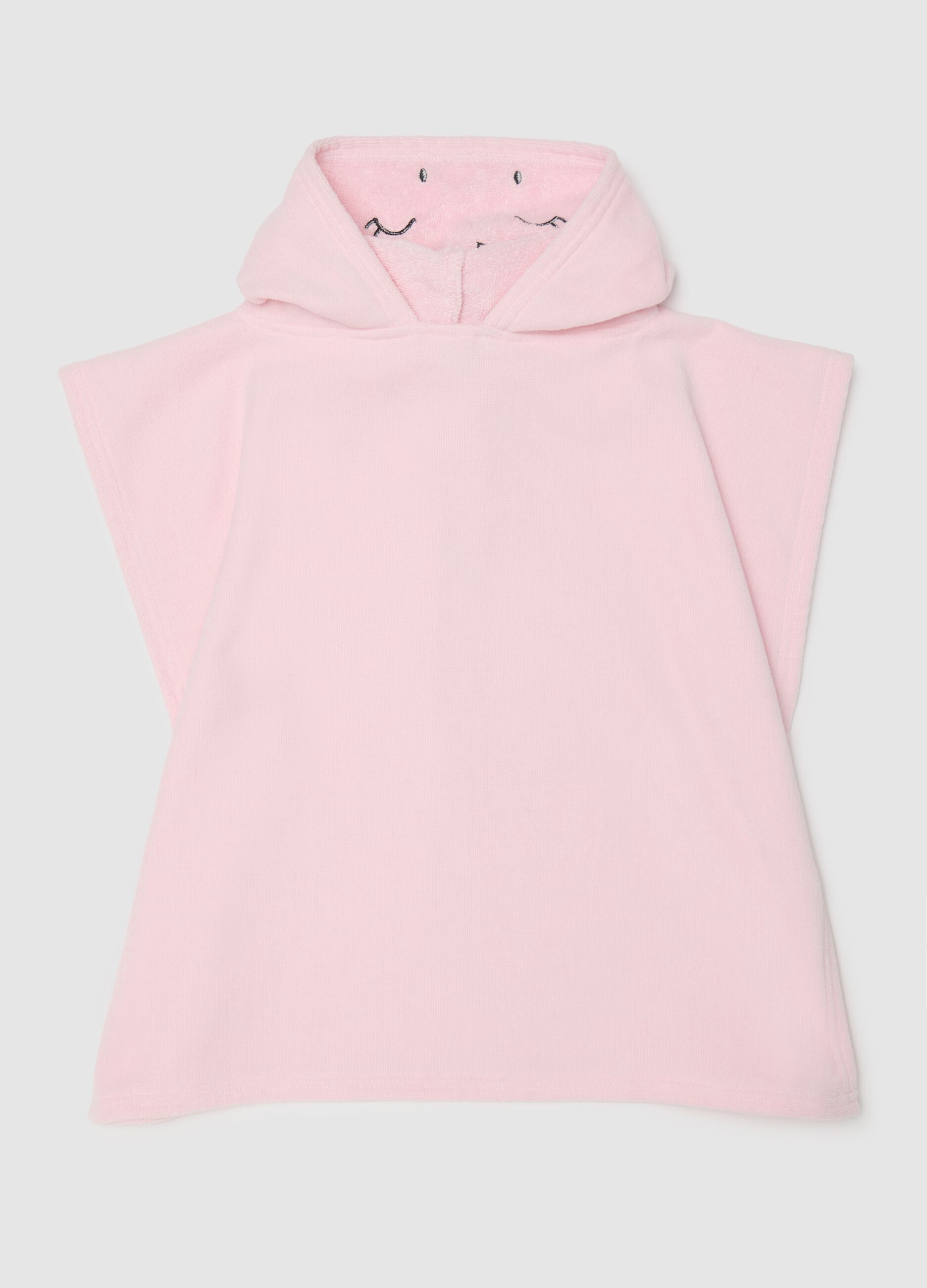 Baby girl's pink pure cotton poncho with unicorn-shaped hood