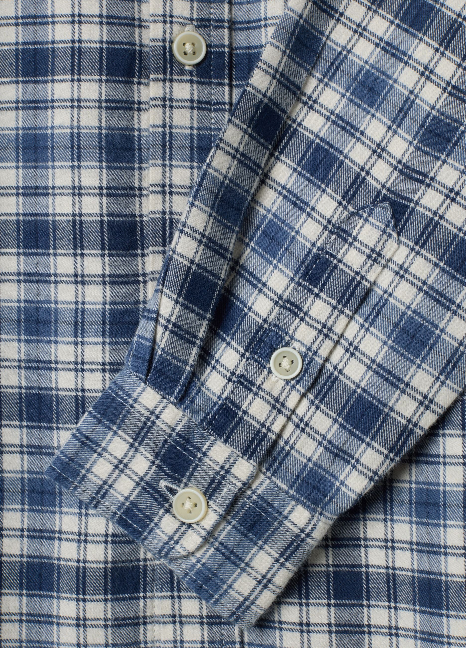 Camicia blu a quadri in puro cotone regular fit