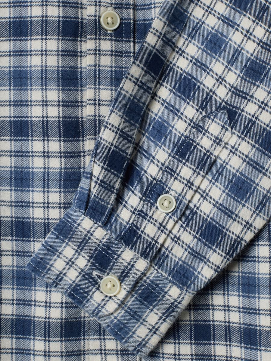 Camicia blu a quadri in puro cotone regular fit_3