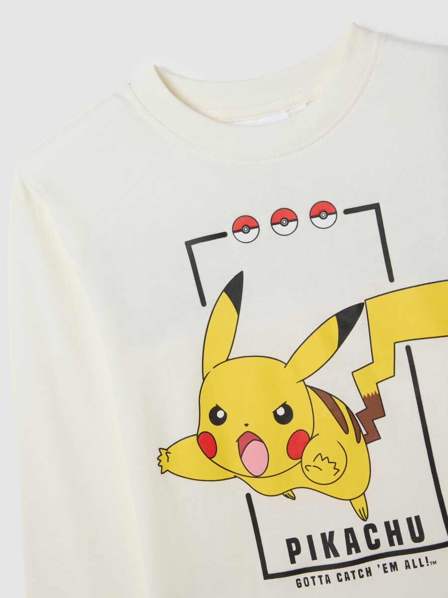 Children's white pure cotton regular fit t-shirt with Pokémon print_2