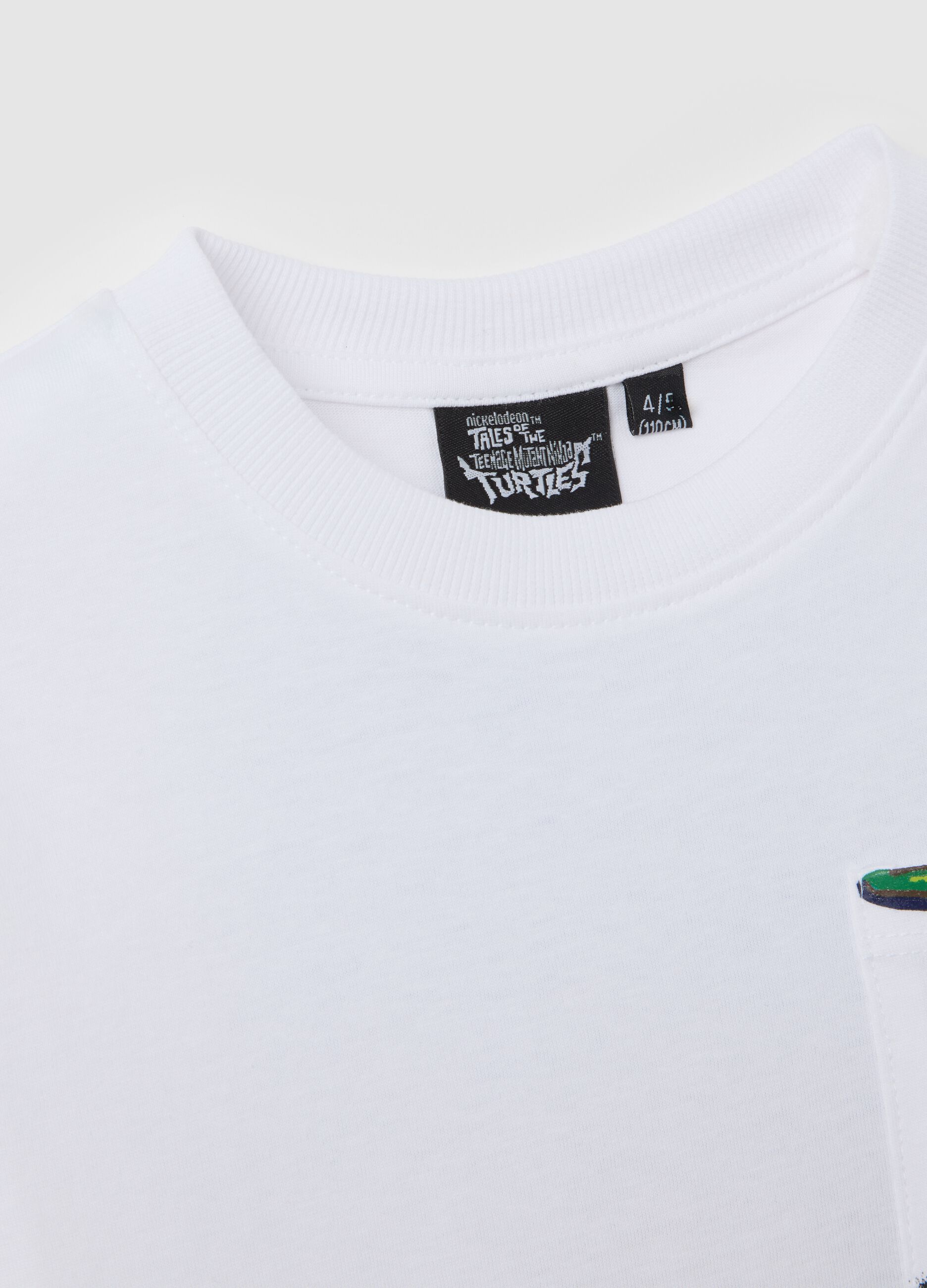 Boys’ white over-fit T-shirt in 100% cotton with Teenage Mutant Ninja Turtles print