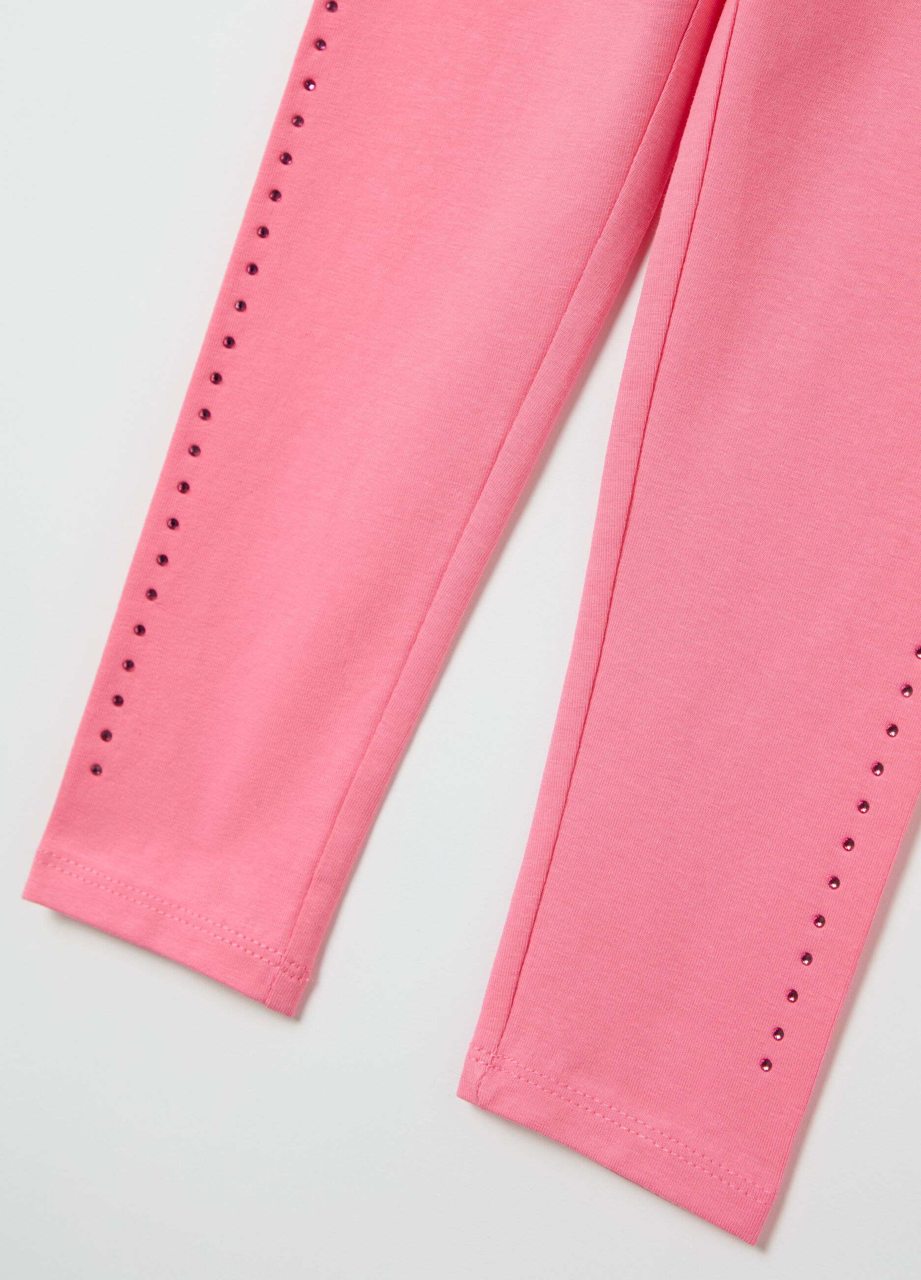 Stretch cotton leggings with diamanté motif