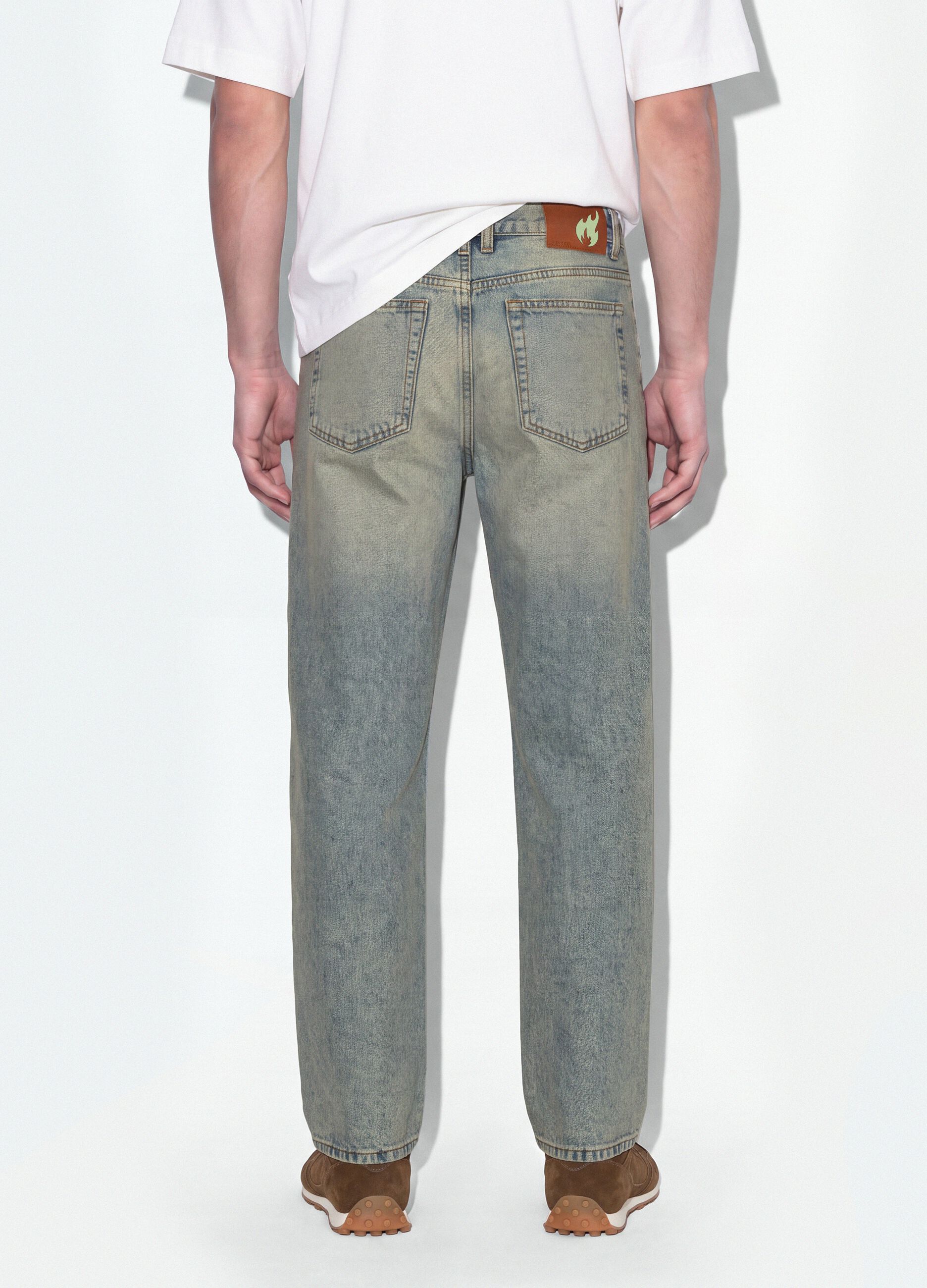 Light blue denim jeans in pure cotton, loose fit