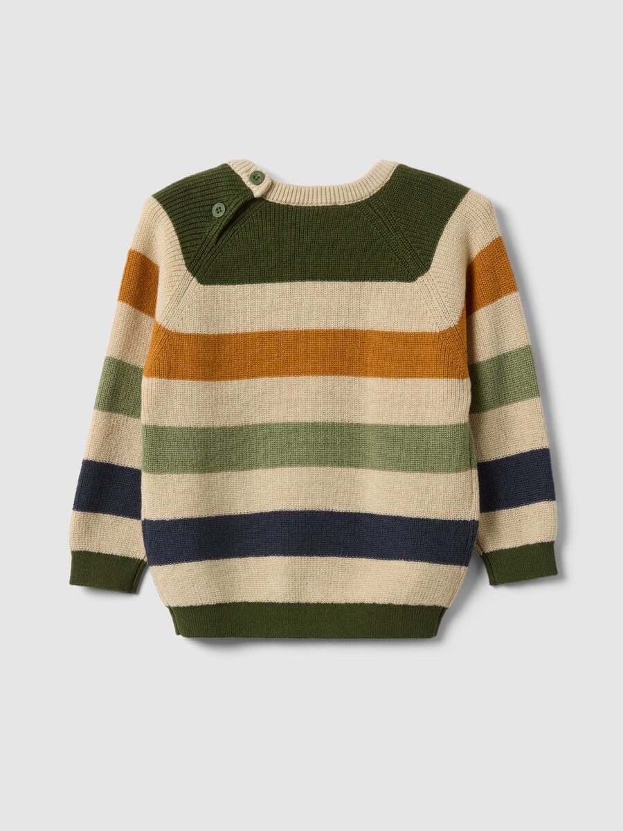 Maglione da bimbo a righe multicolor in misto cotone con bottoni regular fit_1